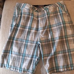 Quiksilver Blue and Gray Plaid Shorts